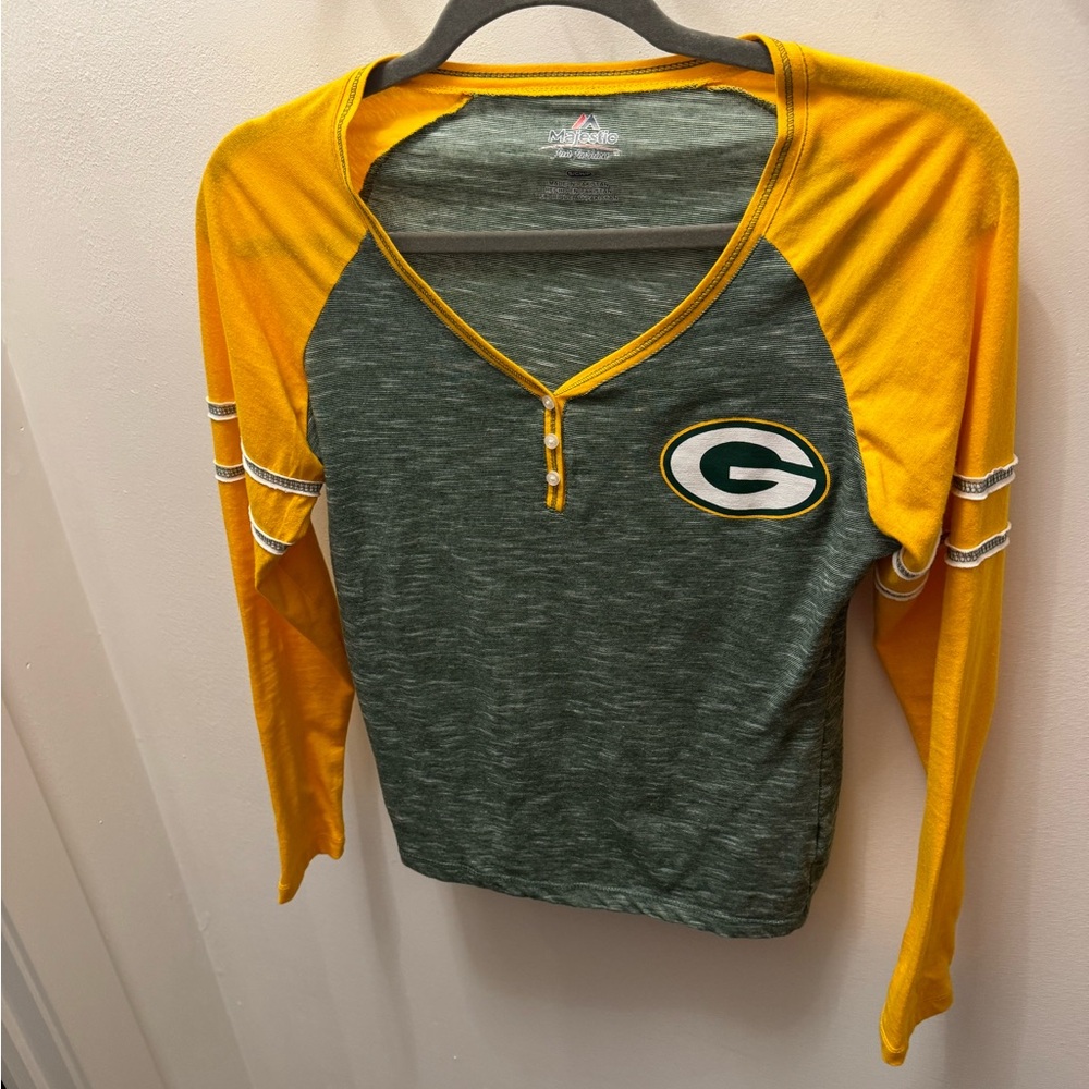 Green Bay Packers Long Sleeve Henley Style Tee